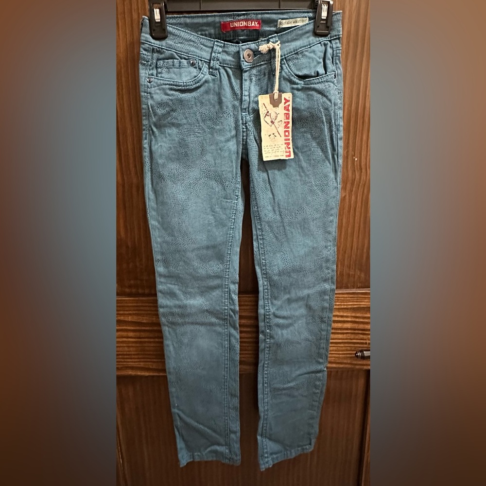 UNIONBAY Adjustable Waistband Textured Blue Skinny Jeans